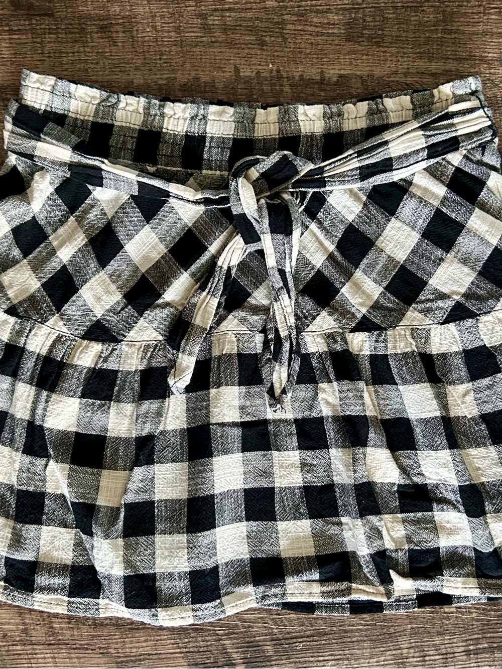 Joe B Black and Tan Gingham Tiered Mini Skirt